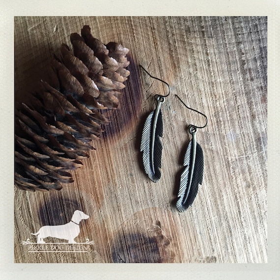 Boho Feather. Dangle Earrings