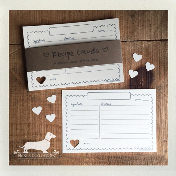 Vintage Love. A Baker's Dozen (Qty 13) Set of Recipe Cards