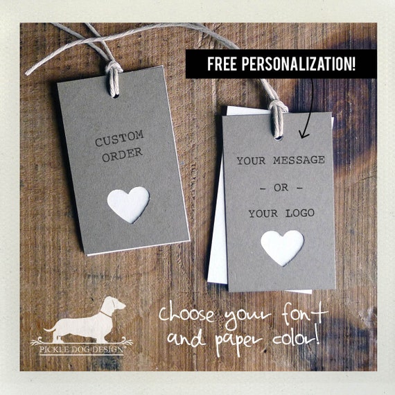 Natural Heart. Personalized Rectangle Gift Tags (Set of 20)