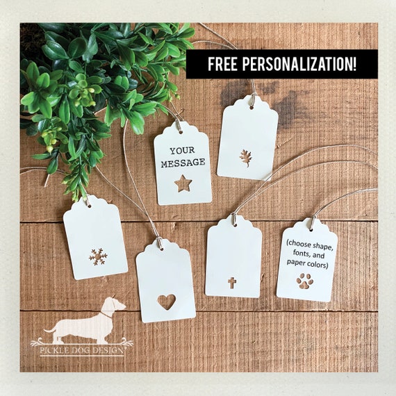 Choose Your Shape. Single Layer Personalized Gift Tags (Set of 12)