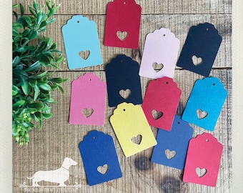 DISCOUNT DEAL! Colorful Heart. Gift Tags (Set of 12) -- (Valentine, Rainbow, Gift Wrap, Cute Favor Tags, Simple, Bridal Shower, Baby Shower)