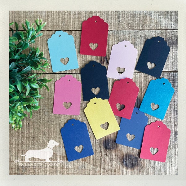 DISCOUNT DEAL! Colorful Heart. Gift Tags (Set of 12) -- (Valentine, Rainbow, Gift Wrap, Cute Favor Tags, Simple, Bridal Shower, Baby Shower)