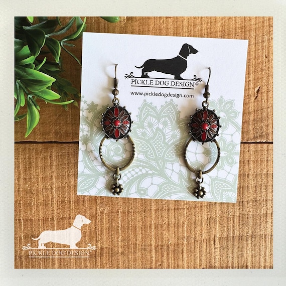 Bohemian Red. Dangle Earrings