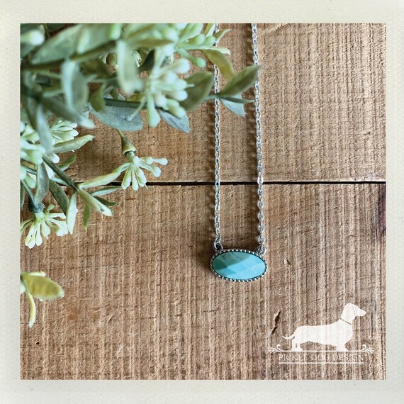 Mint. Necklace -- (Vintage-Style, Simple, Modern, Minimalist, Turquoise, Bridesmaid Gift, Stone Necklace, Christmas Gift For Her Under 20)