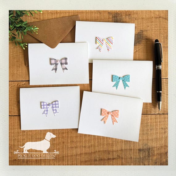 DISCOUNT DEAL! Mini Bow. Whimsical Note Cards (Set of 5)