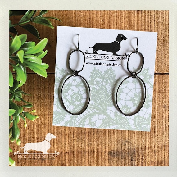 Silver Hoop. Dangle Earrings