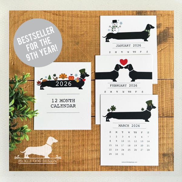 2026 Holiday Doxie Desktop Calendar: Bestseller Dachshund Gift, Birthday Gift
