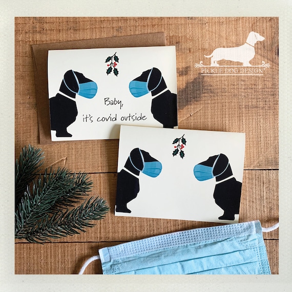 Quarantined Holiday Doxie Love. Note Card