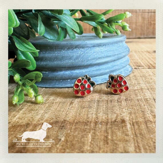 Strawberry. Post Earrings