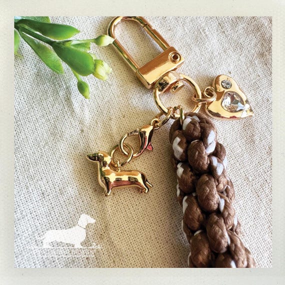 Dachshund Heart Cord. Bag Charm