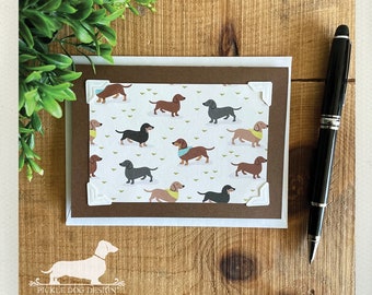 Dachshund Note Card: Vintage-Style Sausage Dog Greeting Card, Doxie Stationery