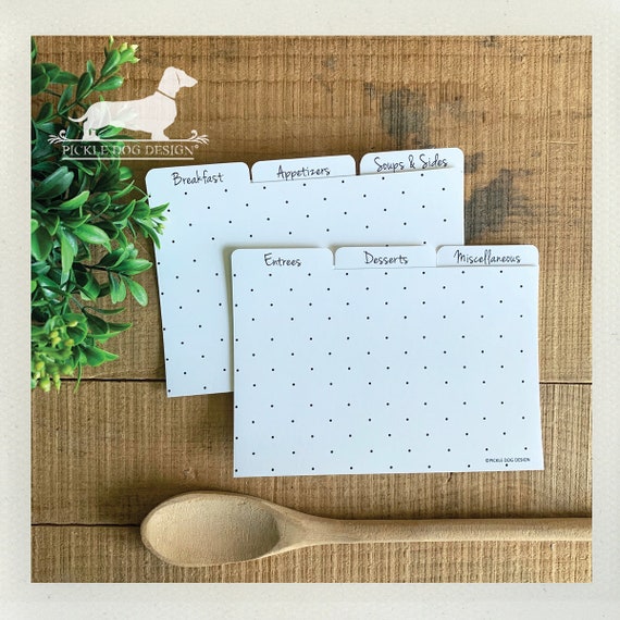 DOLLAR DEAL! 4x6 Polka Dot Recipe Divider Cards
