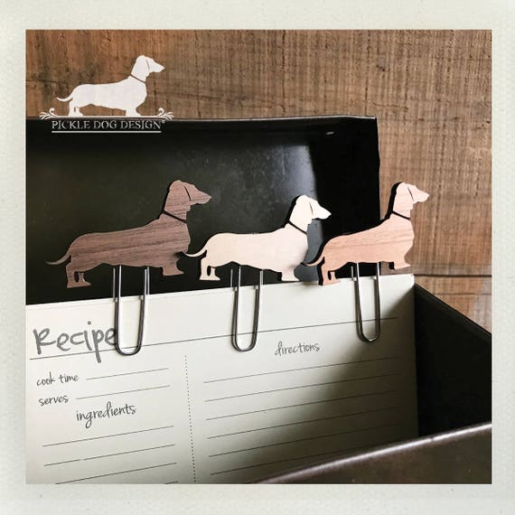 Doxie. Wood Paperclips (Set of 3)
