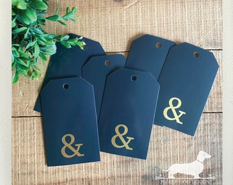 DISCOUNT DEAL! Ampersand. Gift Tags (Set of 6) -- (Black, Gray, Gold Foil, Hang Tags, Gift Wrap, Favor Tags, Bridal Shower, Baby Shower)