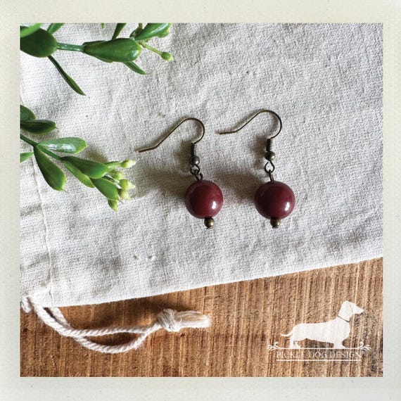 Brown Ball. Dangle Earrings