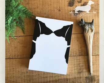Doxie Love. 5x7 Notepad -- (Sausage Dog, Dachshund, Vintage-Style, Cute Note Paper, Weiner Dog, Dog Silhouette, Love, Notes, For The Office)