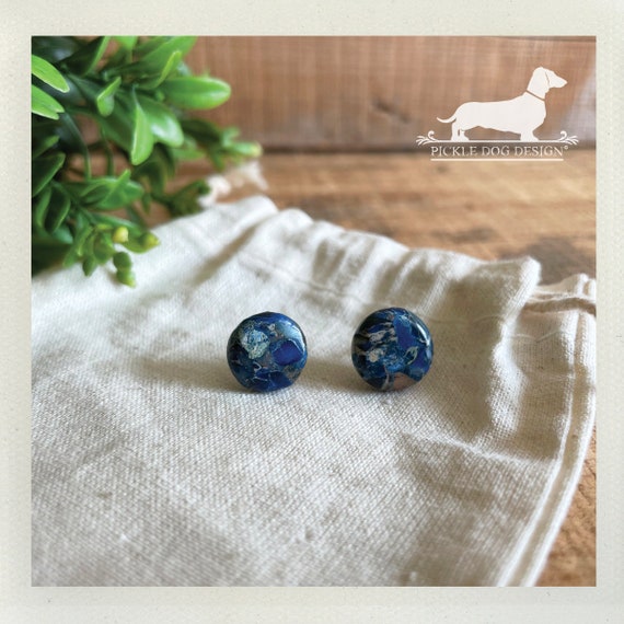 DOLLAR DEAL! Marbled Blue. Post Earrings