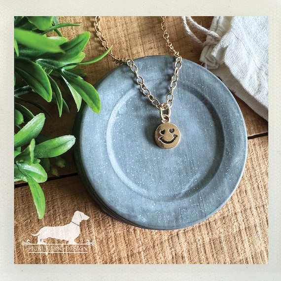 Gold Smiley Face. Necklace