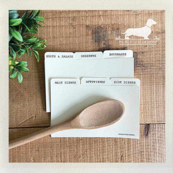 DOLLAR DEAL! 3x5 Recipe Divider Cards -- (Ivory, Classic, Wedding Gift, Bridal Shower Favor, Organization, Tabs, Farmhouse Chic, Simple)