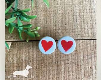 Big Heart. Post Earrings -- (Love, Red, I Love You, Simple, Vintage-Style, Valentine, Heart Earrings, Birthday Gift, Earrings Under 10)