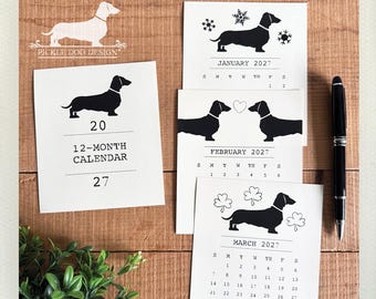 2027 Doxie Love Desktop Calendar: Vintage-Style Wiener Dog Gift, Dachshund Monthly Calendar