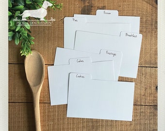 DISCOUNT DEAL! 3x5 Recipe Divider Cards (No. 15) -- (White, Wedding Gift, Bridal Shower Favor, Organization, Tabs, Farmhouse Chic, Simple)