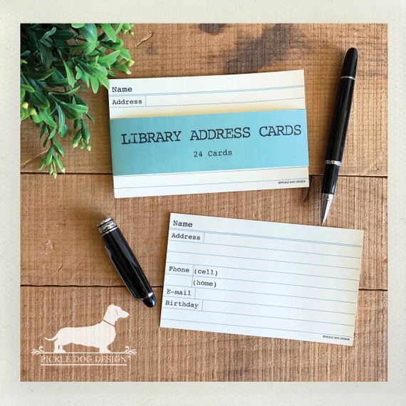 Library Address Cards. Set of 24 Cards