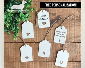 Choose Your Shape. Double Layer Personalized Gift Tags (Set of 12) -- (Bridal, Birthday Gift Tag, Heart, Custom Gift Tag, Choose Your Color)