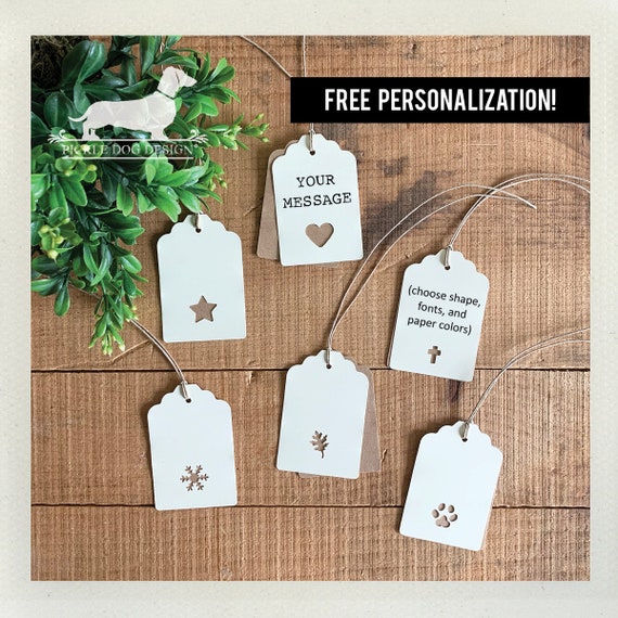 Choose Your Shape. Double Layer Personalized Gift Tags (Set of 12)