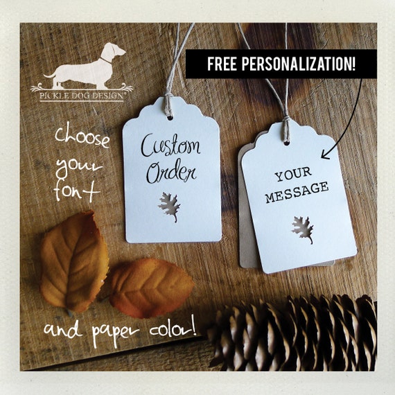 Leafy Double. Personalized Gift Tags (Set of 12)