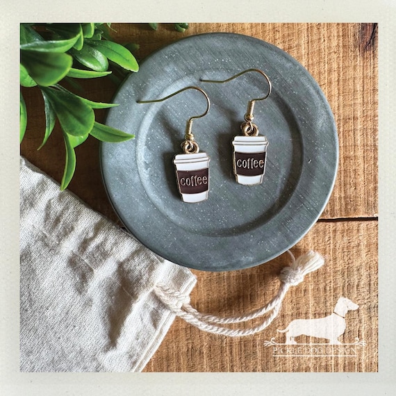 Coffee Cup. Dangle Earrings