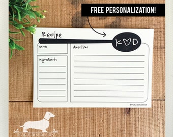 Miss Ivory. Free Personalization. A Baker's Dozen (Qty 13) Set of Recipe Cards -- (3x5, 4x6, Initials, Monogram, Wedding, Bridal Shower)