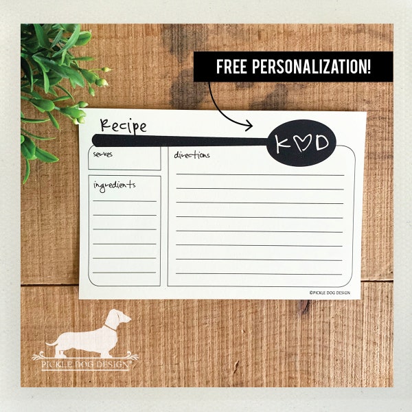 Miss Ivory. Free Personalization. A Baker's Dozen (Qty 13) Set of Recipe Cards -- (3x5, 4x6, Initials, Monogram, Wedding, Bridal Shower)