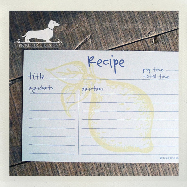 Lemon Zest Set of Recipe Cards -- Qty 13 A Baker/'s Dozen 3x5, 4x6, 5x7, Vintage-Style, Fruit, Rustic Chic, Farmhouse Kitchen, Yellow