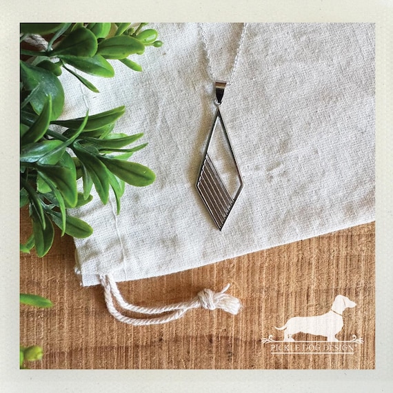 Striped Silver Triangle. Necklace