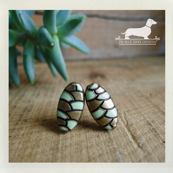 Scales. Post Earrings