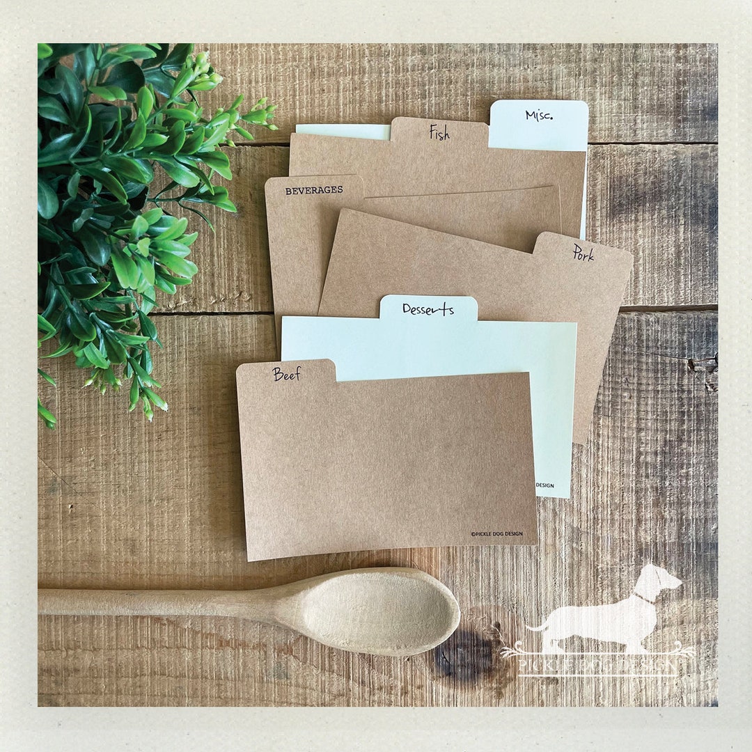DISCOUNTED! 3x5 Tabbed Recipe Divider Cards: Kitchen Organization (set ...