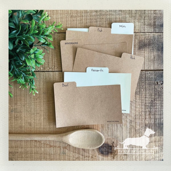 DISCOUNT DEAL! 3x5 Recipe Divider Cards (No. 37) -- (Ivory, Wedding Gift, Bridal Shower Favor, Organization, Tabs, Farmhouse Chic, Simple)