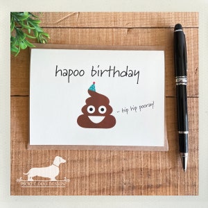 Hapoo Geburtstag. Hinweiskarte -- (Lustige Karte, Poop Geburtstagskarte, Poop Karte, Bester Freund Karte, Hip Hip Pooray, Poop Emoji, alles Gute zum Geburtstagkarte)