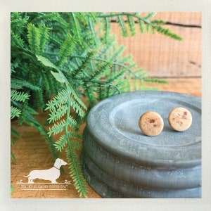 Cream Post Earrings: Small Ivory Geometric Circles, Nickel Free Studs