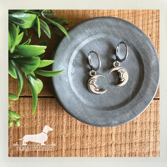 Silver Moon. Hoop Earrings