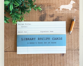 Good Read. A Baker's Dozen (Qty 13) Set of Recipe Cards -- (3x5, 4x6, 5x7, Vintage-Style, Library Card Catalog, Teacher Gift, Book Club)