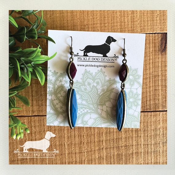 Blue Indigo. Dangle Earrings