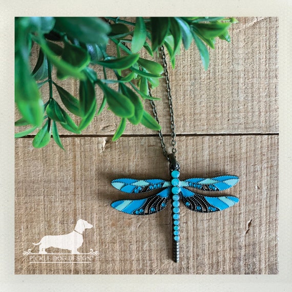 Mint Dragonfly. Necklace