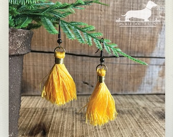 Yellow Tassel Dangle Earrings: Boho Chic Statement Jewelry
