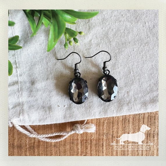 Charcoal Gem. Dangle Earrings