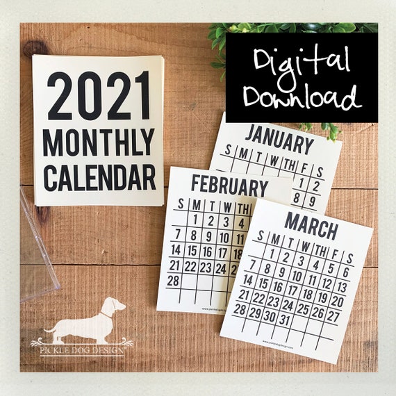 DIGITAL DOWNLOAD! 2021. Printable Desktop Calendar