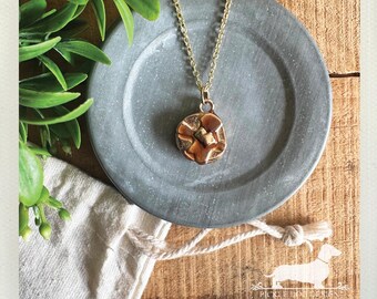 Pancake Lover Necklace: Foodie Gift, Tiny Gold Hot Cakes Charm, Butter, Syrup, Nickel Free