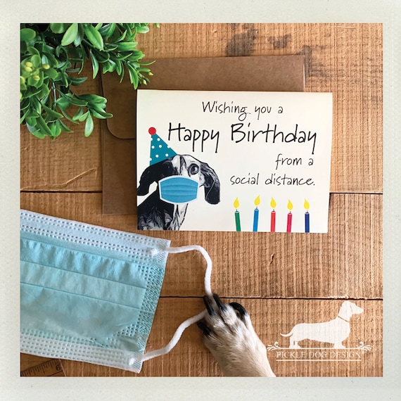 Social Distance Doxie Birthday. Note Card