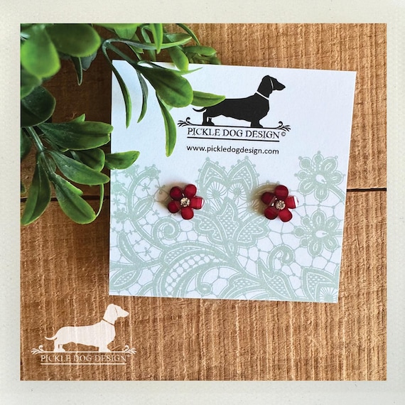Red Wine Flower. Post Earrings